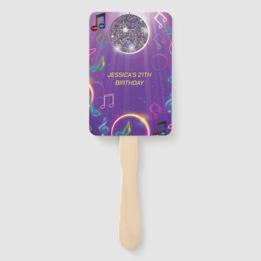 Éventail Neon Glow Disco Dance Anniversaire (Dos)