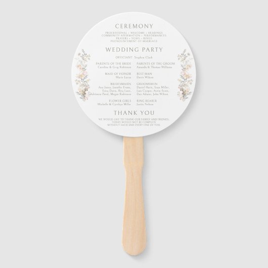 Éventail Neutral Floral Blush Monogram Wedding Program (Dos)