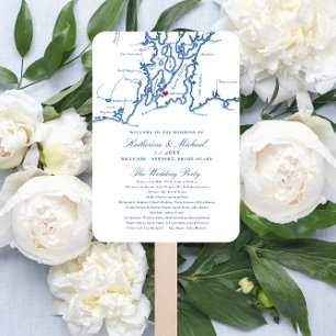 Éventail Newport, RI Carte Mariage Programme Élégant Marine