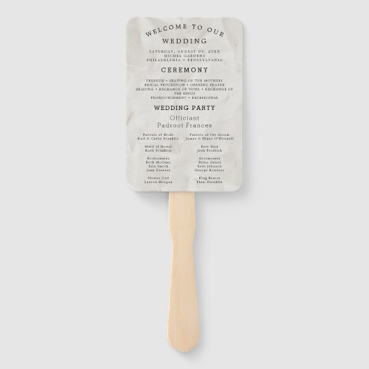 Éventail Newspaper Photo Wedding Program Timeline (Dos)