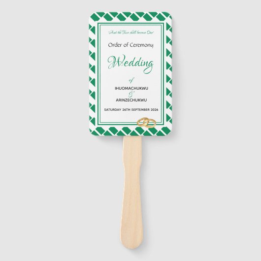 Éventail NIGERIA FLAG Programme de mariage des écritures Cu (Devant)