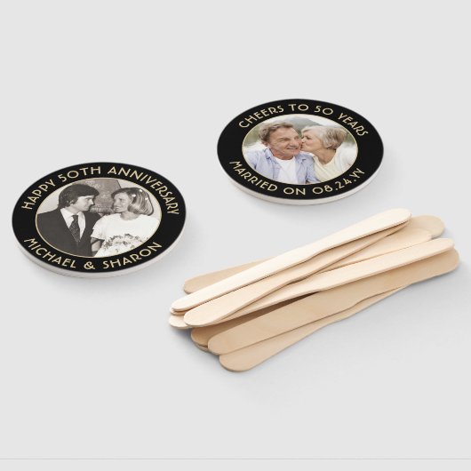 Éventail N'IMPORTE QUEL Anniversaire 2 Photo Elégant Black  (Non-assemblé)