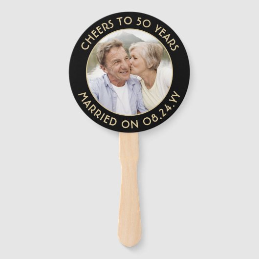 Éventail N'IMPORTE QUEL Anniversaire 2 Photo Elégant Black (Dos)