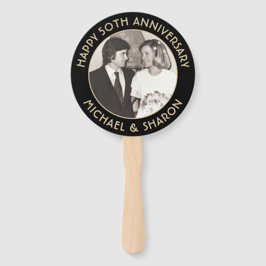 Éventail N'IMPORTE QUEL Anniversaire 2 Photo Elégant Black  (Devant)