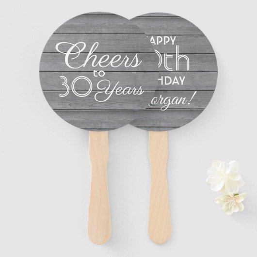 Éventail N'IMPORTE QUEL Anniversaire Cheval Gris Rustique F (Devant et derrière)