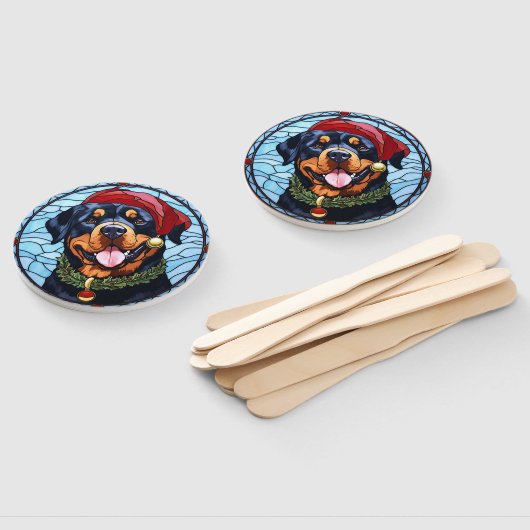 Éventail Noel de verre tendu Rottweiler (Non-assemblé)