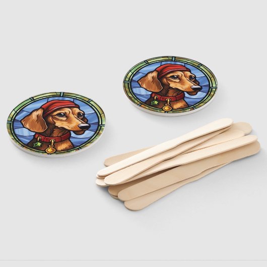 Éventail Noël en verre teint Dachshund (Non-assemblé)