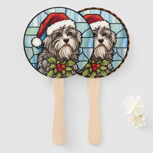Éventail Noël en vitrail havanais (Devant et derrière)
