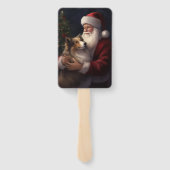 Éventail Noël festif de Shetland Sheepdog Père Noël (Dos)