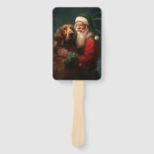 Éventail Noël festif du Père Noël de l'Irish Red Setter (Devant)