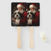 Éventail Noël festif du Père Noël du Terrier tibétain (Devant et derrière)