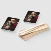 Éventail Noël festif du Père Noël du Terrier tibétain (Non-assemblé)