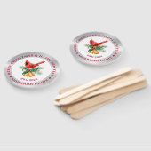 Éventail Noël Robin rouge ornement argent et blanc (Non-assemblé)