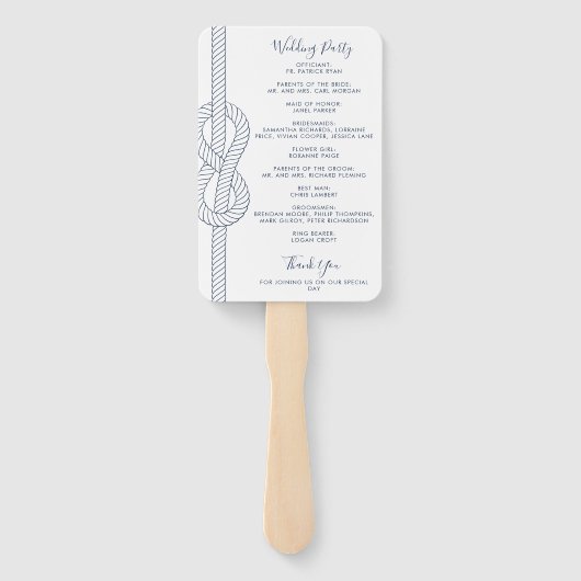 Éventail Noeud nautique Mariage de script moderne (Dos)