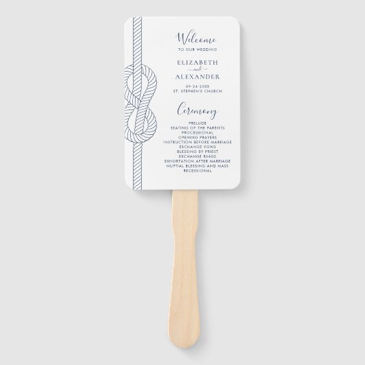 Éventail Noeud nautique Mariage de script moderne (Devant)