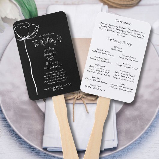 Éventail Noir et blanc Gras minimal Moderne Floral Programm