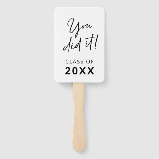 Éventail Noir et blanc Moderne Élégant Script Graduation (Dos)