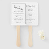 Éventail Noir et blanc Simple Elegant Wedding Programme (Devant et derrière)