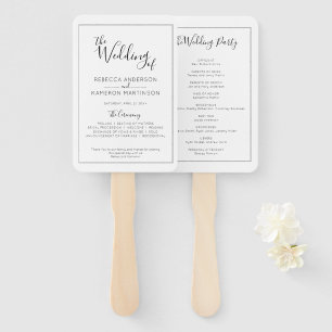 Éventail Noir et blanc Simple Elegant Wedding Programme