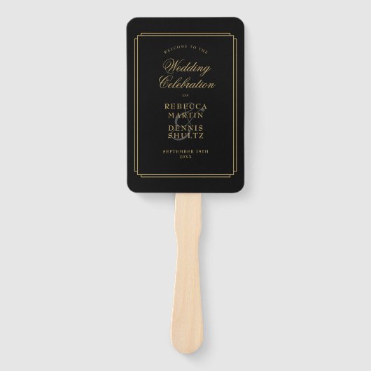 Éventail Noir Et Or Classic Art Déco Programme De Mariage (Devant)