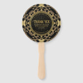 Éventail Noir+ Taupe Or Art déco moderne Merci (Devant)