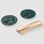 Éventail Noir Turquoise Rose gothique Elégant Mariage (Non-assemblé)