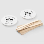 Éventail Nom de couple Deer Monogram Mariage campagnard rus (Non-assemblé)