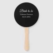 Éventail Nom de la future mariée date noir blanc shower de  (Dos)