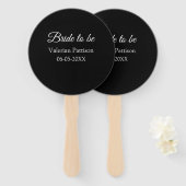 Éventail Nom de la future mariée date noir blanc shower de  (Devant et derrière)