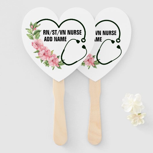 Éventail Nom de l'infirmière étudiante-inscrite-ancienne (Devant et derrière)