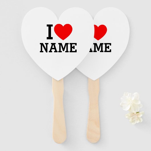 Éventail Nom du coeur (Devant et derrière)