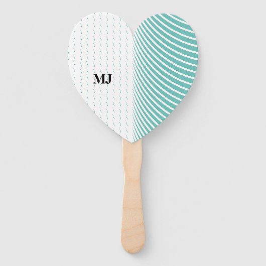 Éventail Nom du monogramme Mariage Abstrait bleu Turquoise (Dos)
