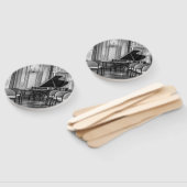 Éventail Notes vides Photographie de musique noire et blanc (Non-assemblé)