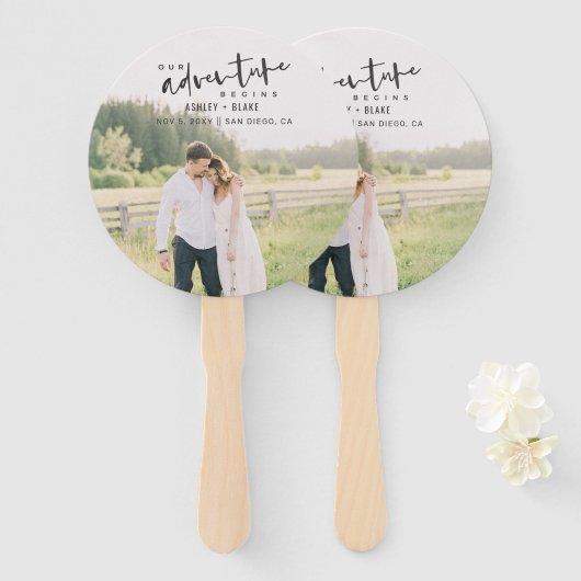 Éventail Notre aventure commence Script Photo Enregistrer l (Devant et derrière)