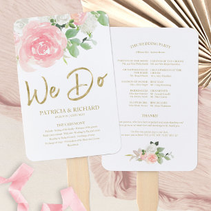 Éventail Nous faisons des roses blush roses florales or pro