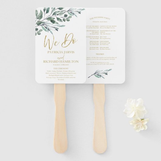 Éventail Nous faisons Eucalyptus Feuille Programmes de mari (Devant et derrière)