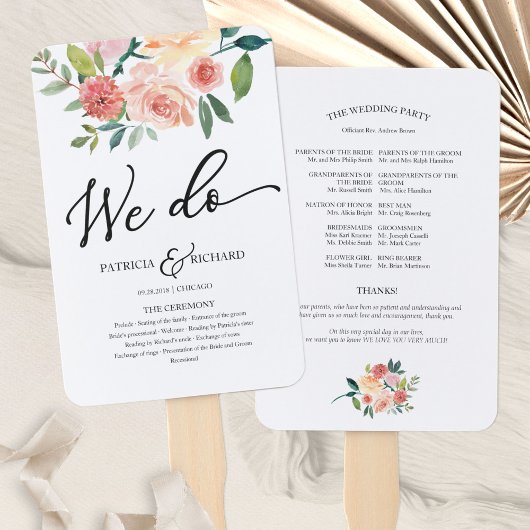 Éventail Nous réalisons un programme de mariage à l'aquarel