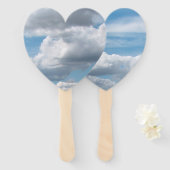 Éventail Nuages blancs dans le ciel bleu (Devant et derrière)