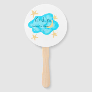 Éventail Nuages étoilés de lune aquarelle baby shower ajout