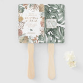 Éventail Oasis tropicale Monstera Destination Mariage (Devant et derrière)