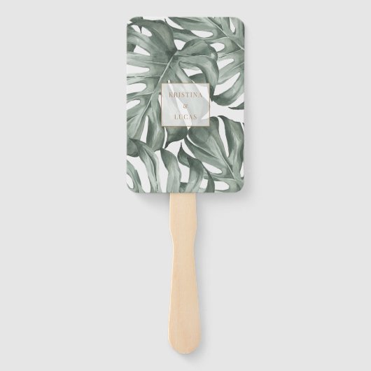 Éventail Oasis tropicale Monstera Destination Mariage (Dos)