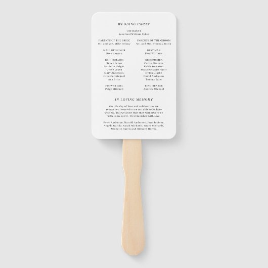 Éventail Odelphie Script moderne Élégant programme de maria (Dos)