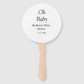 Éventail Oh bébé ajouter nom baby shower date simple minimu (Dos)