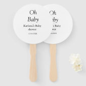 Éventail Oh bébé ajouter nom baby shower date simple minimu (Devant et derrière)