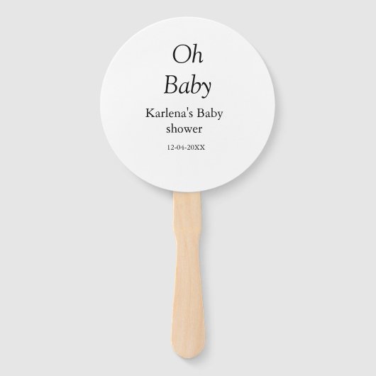 Éventail Oh bébé ajouter nom baby shower date simple minimu (Devant)