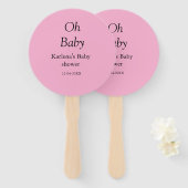 Éventail Oh bébé ajouter nom baby shower date simple minimu (Devant et derrière)