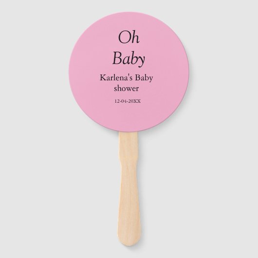 Éventail Oh bébé ajouter nom baby shower date simple minimu (Devant)