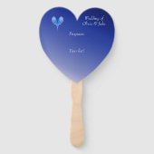 Éventail Oiseaux bleus pâles en forme de coeur sur bleu nui (Dos)