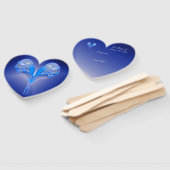 Éventail Oiseaux bleus pâles en forme de coeur sur bleu nui (Non-assemblé)