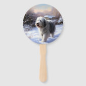 Éventail Old English Sheepdog Laisser neiger Noël (Devant)
